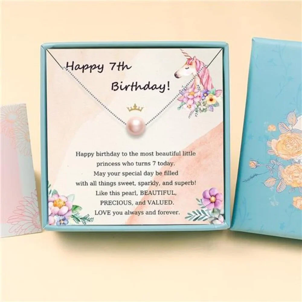 S925 Sterling Silver Pink Pearl 7 Year Old Birthday Gifts